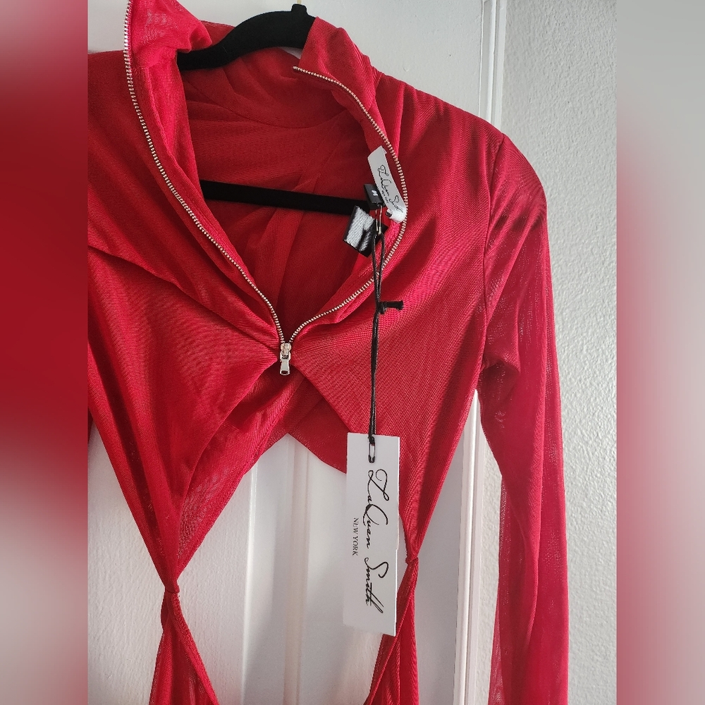 Mock Neck Cutout Evening Gown - Picture 9 of 10